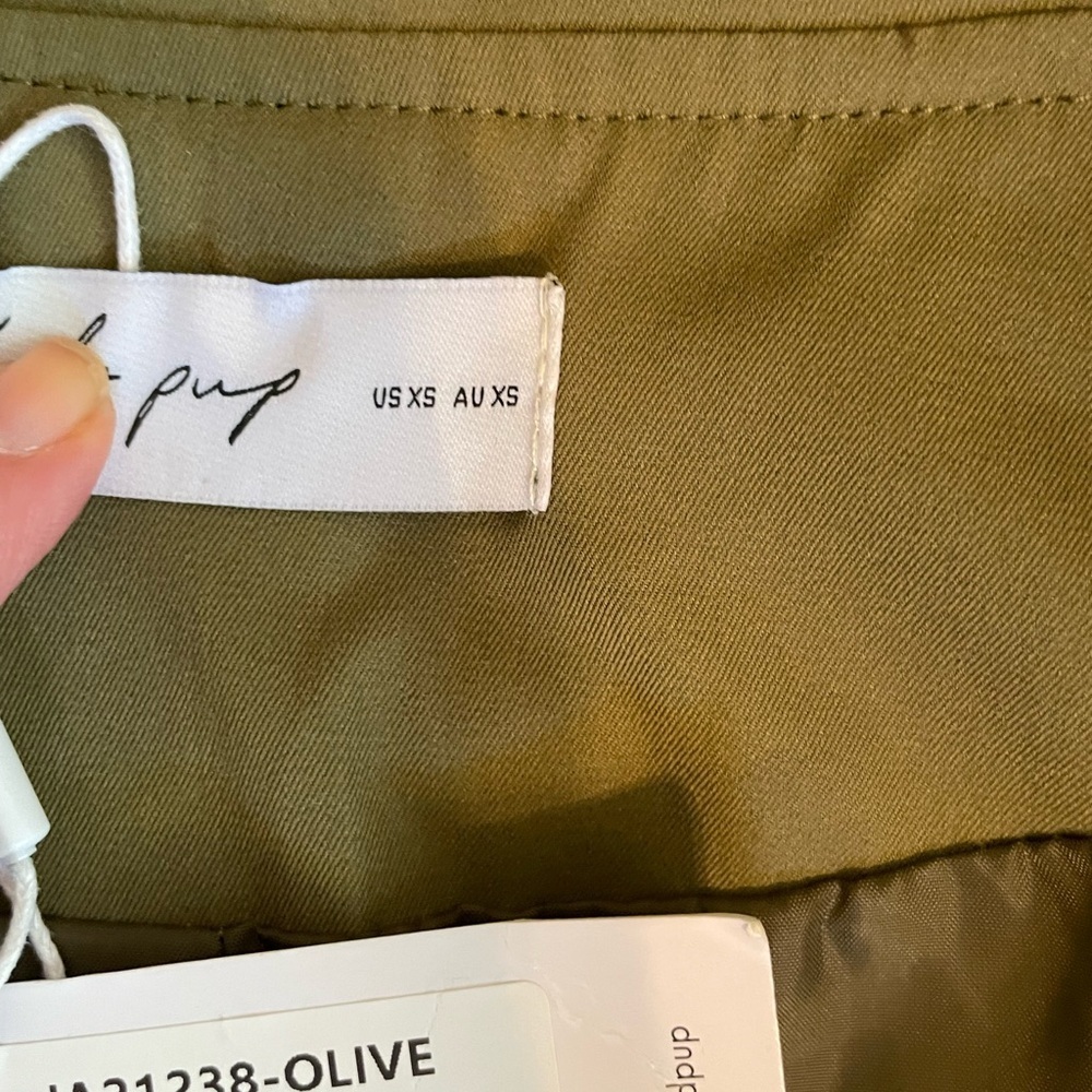 NWT Petal & Pup Olive Green Belted Double Breasted Trench Coat Size XS - Picture 9 of 14